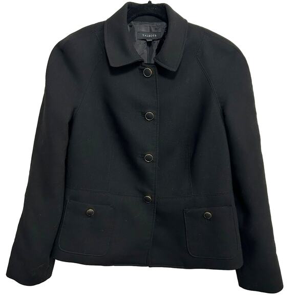 Talbots Tailored Black Blazer Jacket 12 Solid Career Modest Classic Professional - Picture 9 of 12